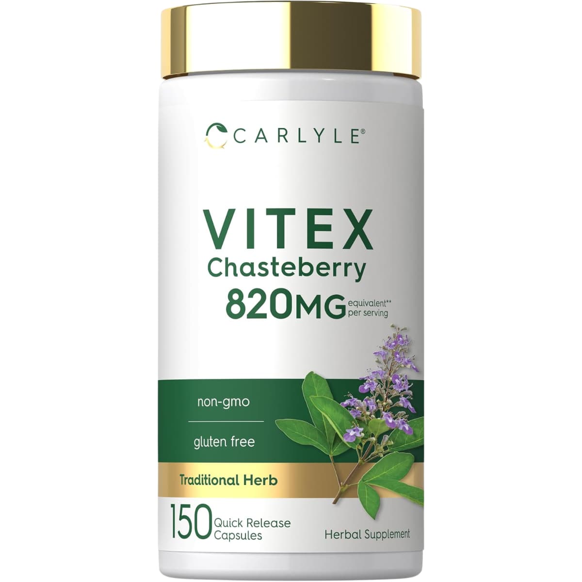 Frasco Carlyle vitex sauzgatillo 820 mg equivalente por porción, frasco de 150 cápsulas