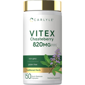 Frasco Carlyle vitex sauzgatillo 820 mg equivalente por porción, frasco de 150 cápsulas