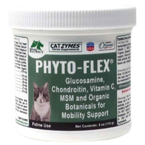 Frasco frontal de CATZYMES Phyto-Flex para gatos, presentación de 4 oz (114 g).