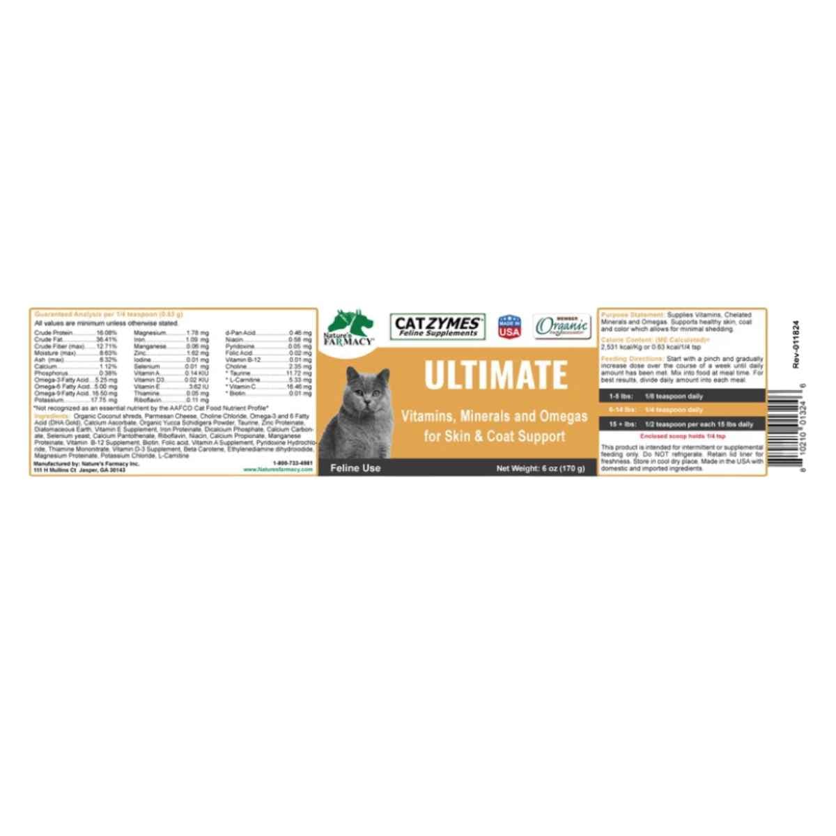 Etiqueta completa de Catzymes Ultimate de 6 oz