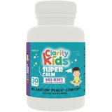 Frasco frontal de Clarity Kids Super Calm con 30 masticables