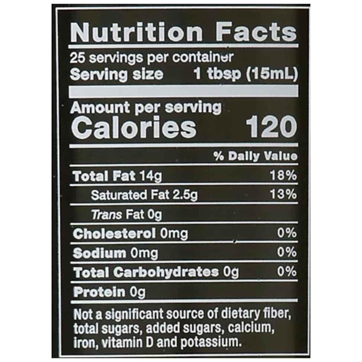 Información nutricional de Cobram Estate aceite de oliva extra virgen California Select 375 ml