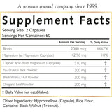 Tabla nutricional del suplemento Cocó March Candida 120 cápsulas