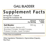 Tabla nutricional del suplemento Cocó March Gall Bladder Formula 90 cápsulas