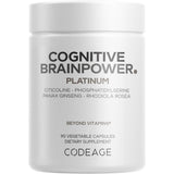Frasco frontal de Codeage Cognitive Brainpower Platinum, presentación de 90 cápsulas vegetales.