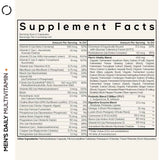 Tabla nutricional del suplemento Codeage Multivitamínico Fermentado para Hombres 120 cápsulas vegetales