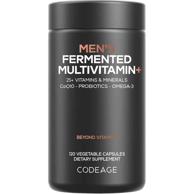 Frasco de suplemento Codeage Multivitamínico Fermentado para Hombres 120 cápsulas vegetales