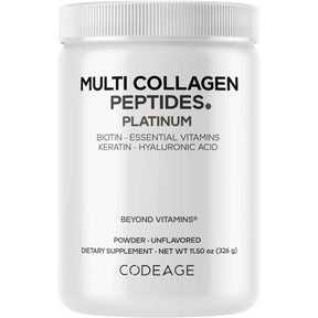 Frasco de suplemento Codeage Péptidos de Colágeno Múltiple Platinum 326 g