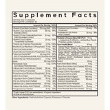 Tabla nutricional del suplemento Codeage Teen Fermented Multivitamin+ 60 cápsulas vegetales