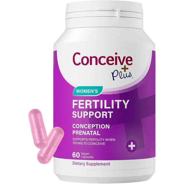 Frasco de suplemento Conceive Plus Soporte a la Fertilidad con Folato 60 cápsulas