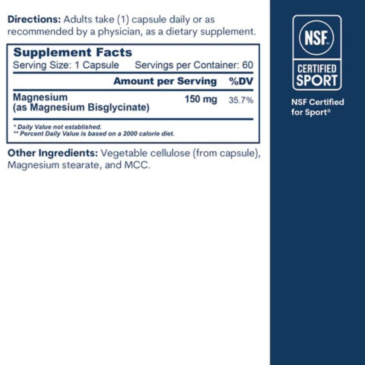 Información del suplemento Core Med Science bisglicinato de magnesio