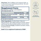 Etiqueta de información suplementaria de Core Med Science Vitamina C Liposomal sabor naranja de 150 ml