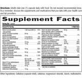 Tabla nutricional del suplemento Country Life Daily Total One Multivitamínico Sin Hierro 60 Cápsulas