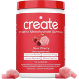 Frasco de suplemento Create Monohidrato de Creatina sabor Cereza 90 gomitas