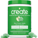 Frasco de suplemento Create Monohidrato de Creatina sabor Manzana Verde 90 gomitas