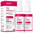 DAVV Minoxidil 5 % para el crecimiento capilar en spray, caja y dos frascos de 60 mL, vista frontal