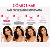 DAVV Minoxidil 5 % en spray capilar, instrucciones visuales de aplicación sobre cuero cabelludo seco, masaje y secado