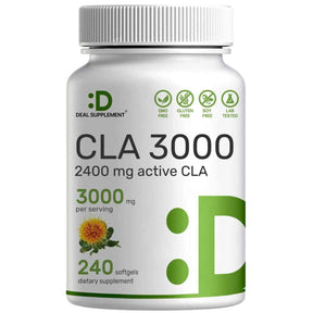 Frasco de suplemento Deal Supplement CLA 3000 mg 240 cápsulas blandas