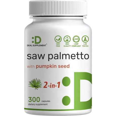 Frasco de suplemento Deal Supplement Extracto de Saw Palmetto 300 cápsulas