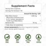 Tabla nutricional del suplemento Deal Supplement Melón Amargo con Berberina 15.000 mg 300 cápsulas