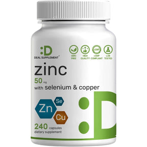 Frasco de suplemento Deal Supplement Picolinato de Zinc 240 cápsulas