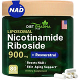 Frasco de suplemento Diet Pharma Plus Complejo de Ribósido de Nicotinamida 80 cápsulas