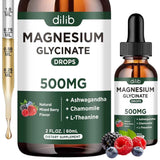 Frasco de dilib glicinato de magnesio líquido 500 mg sabor bayas mixtas