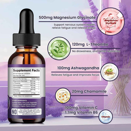 Etiqueta Supplement Facts de dilib glicinato de magnesio líquido sabor cereza