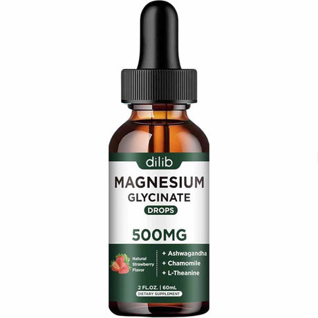 Frasco de dilib glicinato de magnesio líquido 500 mg sabor fresa