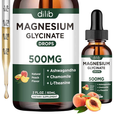 Frasco de dilib glicinato de magnesio líquido 500 mg sabor melocotón