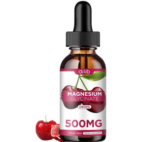 Suplemento alimenticio dilib magnesio glicinato en gotas 500 mg sabor cereza, frasco de 60 ml con gotero