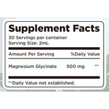 Tabla nutricional del suplemento alimenticio dilib magnesio glicinato en gotas 500 mg sabor piña, con ingredientes y cantidades por porción