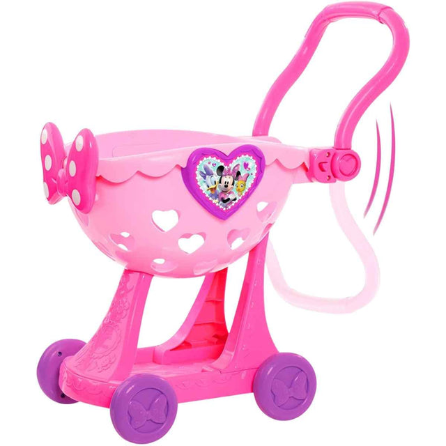 Carrito de compras de juguete Disney Junior Minnie Mouse Bowtique en color rosa.