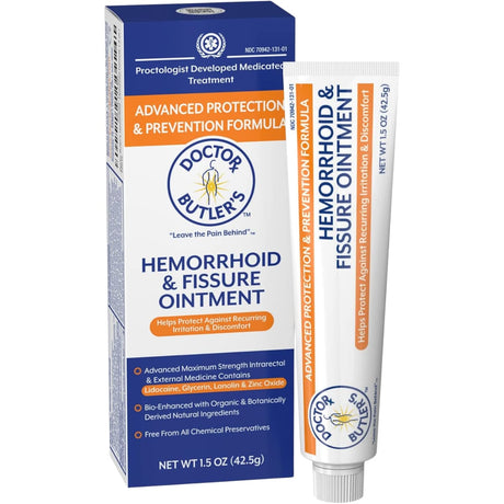 Caja y tubo de Doctor Butler's ungüento tópico para hemorroides de 42,5 g