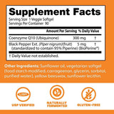 Tabla nutricional del suplemento Doctor's Best Coenzima Q10 con BioPerine 300 mg 90 cápsulas blandas