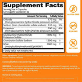 Etiqueta de Doctor’s Best Glucosamina con Condroitina y MSM de 240 cápsulas con tabla del suplemento