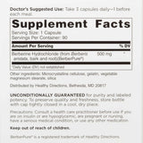 Tabla nutricional del suplemento Doctors' Preferred Clorhidrato de Berberina 500 mg 90 cápsulas