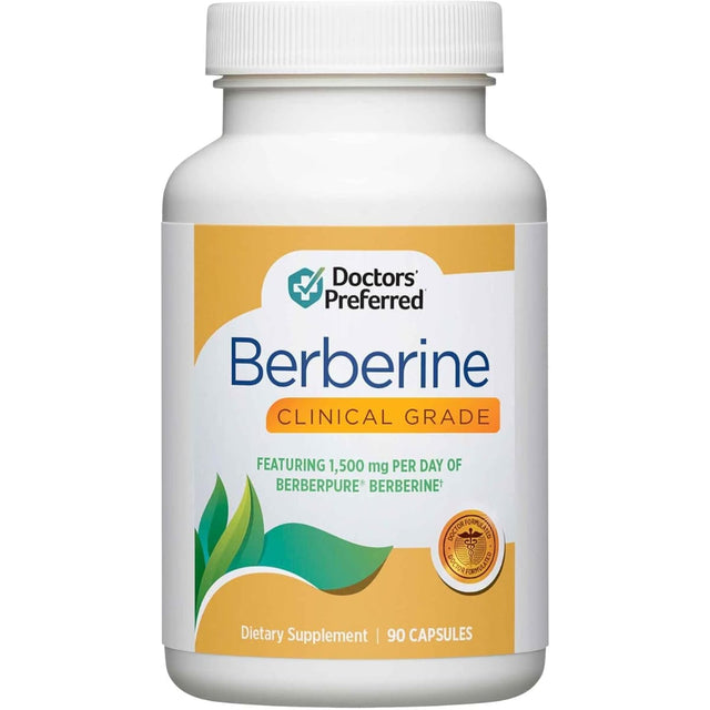 Frasco de suplemento Doctors' Preferred Clorhidrato de Berberina 500 mg 90 cápsulas