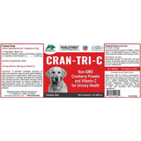 Etiqueta completa de Dogzymes Cran-Tri-C de 2 lb con ingredientes e instrucciones de uso.
