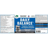 Panel de análisis garantizado, ingredientes y modo de uso de Dogzymes Daily Balance, presentación de 2 lb