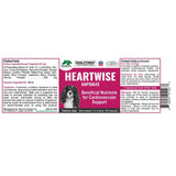 Etiqueta de Dogzymes Heartwise, 100 cápsulas, con ingredientes, modo de uso y advertencias.