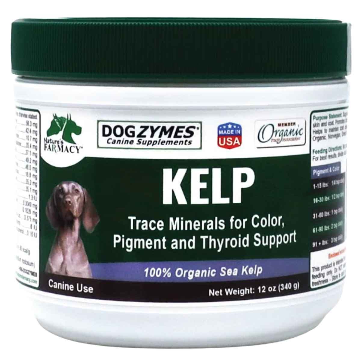 Dogzymes Kelp orgánico en polvo para perros, envase de 340 g (12 oz)