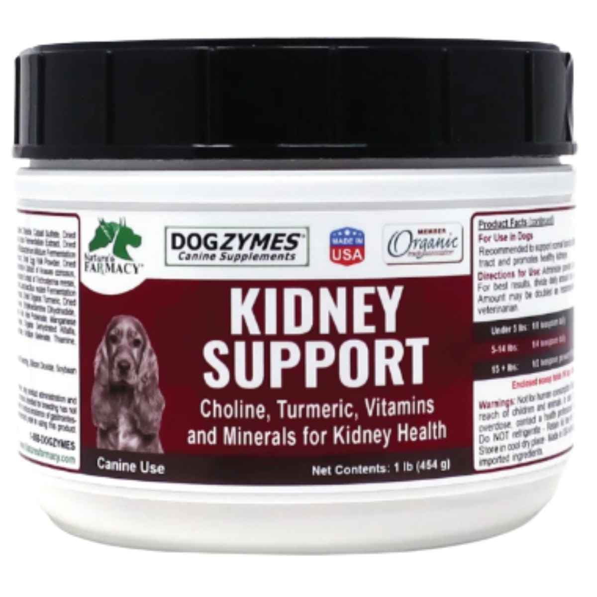 Dogzymes Kidney Support en polvo para perros, presentación de 454 g (1 lb)