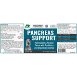 Etiqueta de Dogzymes Pancreas Support con ingredientes e instrucciones
