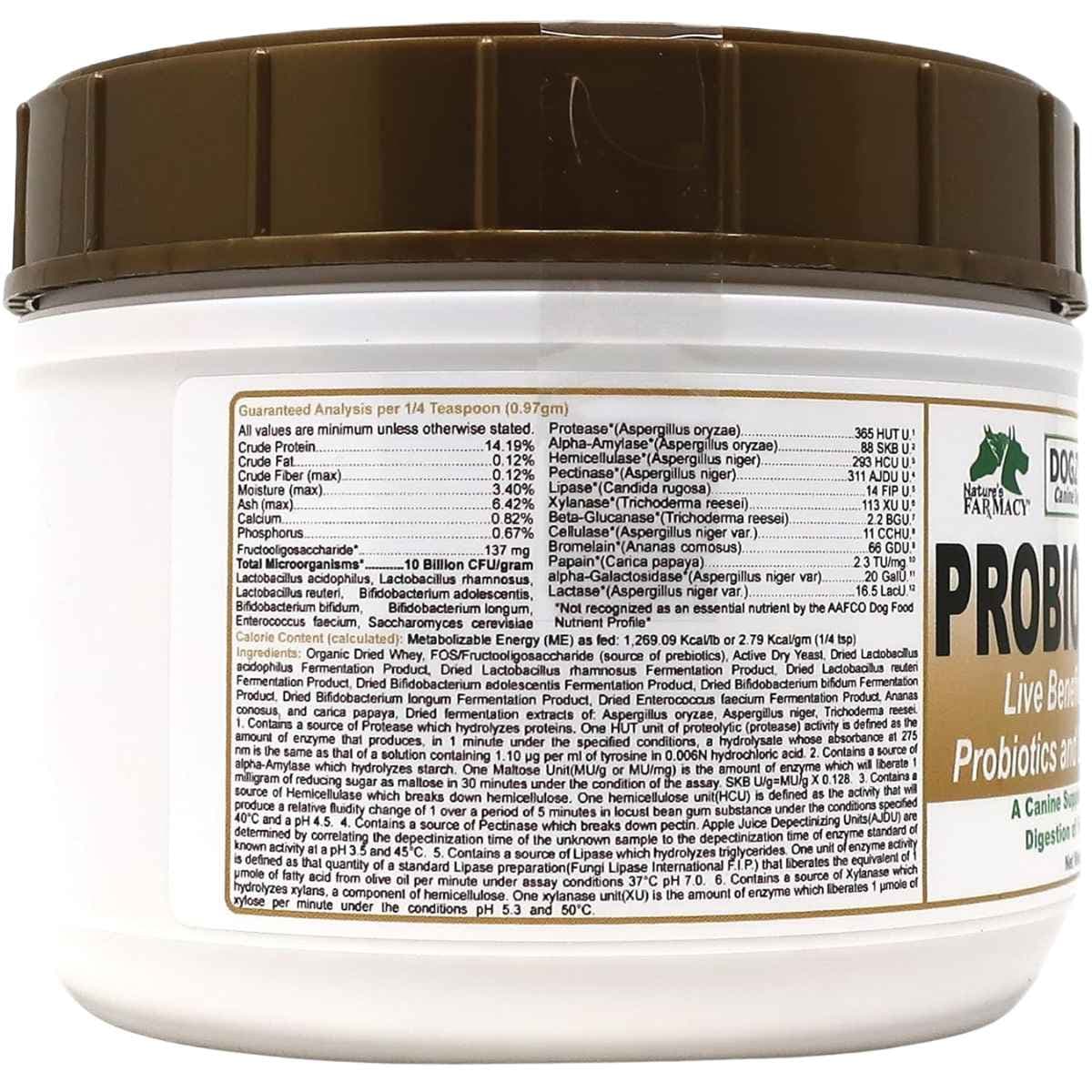 Dogzymes Probiotic Max para perros de 454 g, análisis garantizado e ingredientes