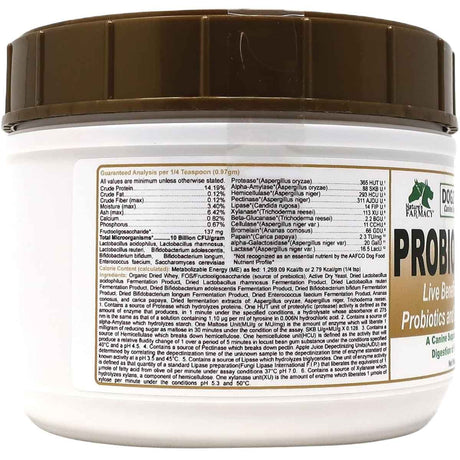 Dogzymes Probiotic Max para perros de 454 g, análisis garantizado e ingredientes