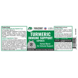 Etiqueta de Dogzymes Turmeric Immune Support Capsules con ingredientes, modo de uso y advertencias