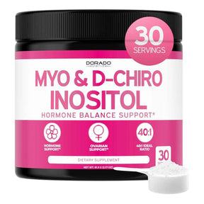 Frasco de suplemento Dorado Nutrition Myo & D-Chiro Inositol 2050 mg 61.5 g Polvo