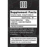 Tabla nutricional del suplemento Double Dragon Organics Óxido Nítrico 1600 mg 60 cápsulas
