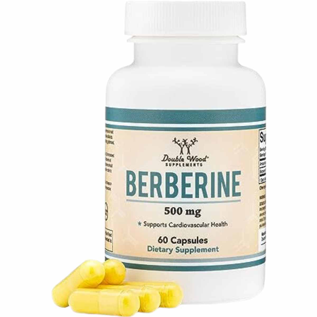 Double Wood berberina HCl 500 mg por cápsula, frasco de 60 cápsulas